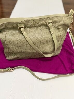 Vintage Etro Paisley Embossed Leather Tote. Pre-Owned.